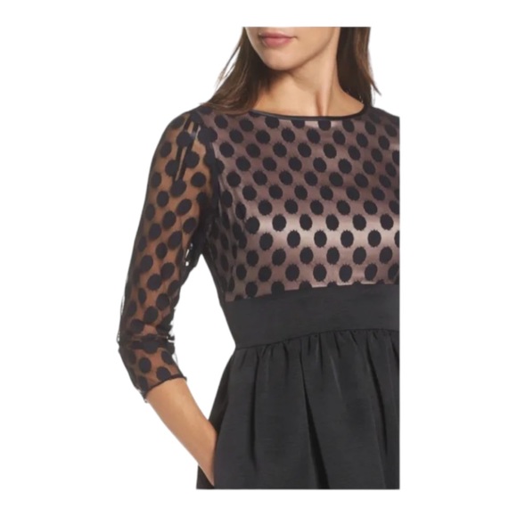 LBD by ElizaJ Dress with Polka dots Sheer Arms Size 6 - Picture 4 of 11